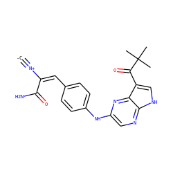 [C-]#[N+]/C(=C/c1ccc(Nc2cnc3[nH]cc(C(=O)C(C)(C)C)c3n2)cc1)C(N)=O ZINC001772570475