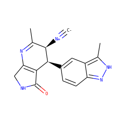 [C-]#[N+][C@@H]1C(C)=NC2=C(C(=O)NC2)[C@@H]1c1ccc2n[nH]c(C)c2c1 ZINC000169703232