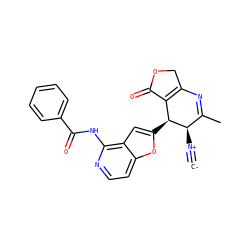 [C-]#[N+][C@@H]1C(C)=NC2=C(C(=O)OC2)[C@@H]1c1cc2c(NC(=O)c3ccccc3)nccc2o1 ZINC000169698729