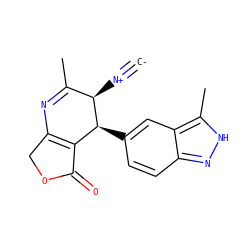 [C-]#[N+][C@@H]1C(C)=NC2=C(C(=O)OC2)[C@@H]1c1ccc2n[nH]c(C)c2c1 ZINC000169703224