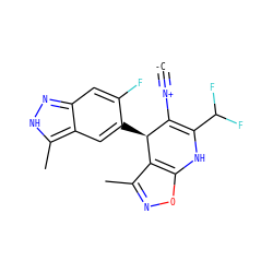 [C-]#[N+]C1=C(C(F)F)Nc2onc(C)c2[C@H]1c1cc2c(C)[nH]nc2cc1F ZINC000473182966