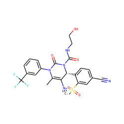 [C-]#[N+]C1=C(C)N(c2cccc(C(F)(F)F)c2)C(=O)N(C(=O)NCCO)[C@@H]1c1ccc(C#N)cc1S(C)(=O)=O ZINC000201776640