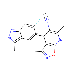 [C-]#[N+]C1=C(C)Nc2onc(C)c2[C@@H]1c1cc2c(C)[nH]nc2cc1F ZINC000473183101