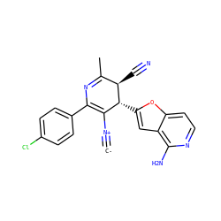 [C-]#[N+]C1=C(c2ccc(Cl)cc2)N=C(C)[C@@H](C#N)[C@@H]1c1cc2c(N)nccc2o1 ZINC000169698725