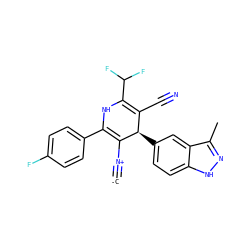 [C-]#[N+]C1=C(c2ccc(F)cc2)NC(C(F)F)=C(C#N)[C@H]1c1ccc2[nH]nc(C)c2c1 ZINC000261088235