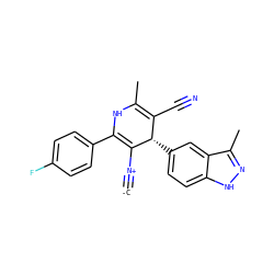 [C-]#[N+]C1=C(c2ccc(F)cc2)NC(C)=C(C#N)[C@@H]1c1ccc2[nH]nc(C)c2c1 ZINC000261183706