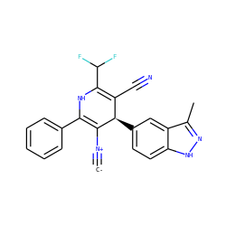 [C-]#[N+]C1=C(c2ccccc2)NC(C(F)F)=C(C#N)[C@H]1c1ccc2[nH]nc(C)c2c1 ZINC000261118335