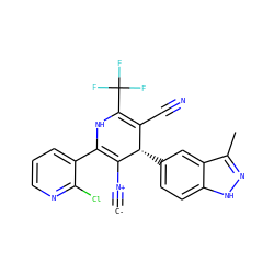 [C-]#[N+]C1=C(c2cccnc2Cl)NC(C(F)(F)F)=C(C#N)[C@@H]1c1ccc2[nH]nc(C)c2c1 ZINC000261179346