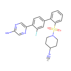 [C-]#[N+]C1CCN(S(=O)(=O)c2ccccc2-c2ccc(-c3cnc(N)cn3)c(F)c2)CC1 ZINC000473219269