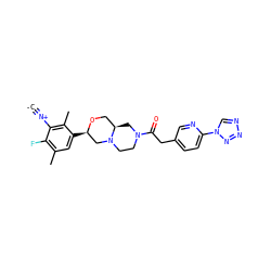 [C-]#[N+]c1c(C)c([C@@H]2CN3CCN(C(=O)Cc4ccc(-n5cnnn5)nc4)C[C@@H]3CO2)cc(C)c1F ZINC001772644776