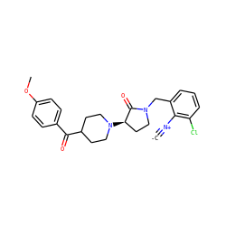 [C-]#[N+]c1c(Cl)cccc1CN1CC[C@@H](N2CCC(C(=O)c3ccc(OC)cc3)CC2)C1=O ZINC001772581867