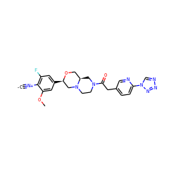 [C-]#[N+]c1c(F)cc([C@@H]2CN3CCN(C(=O)Cc4ccc(-n5cnnn5)nc4)C[C@@H]3CO2)cc1OC ZINC001772575781