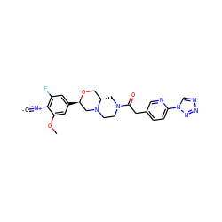 [C-]#[N+]c1c(F)cc([C@@H]2CN3CCN(C(=O)Cc4ccc(-n5cnnn5)nc4)C[C@H]3CO2)cc1OC ZINC001772619630