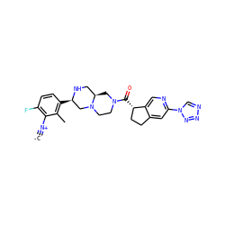 [C-]#[N+]c1c(F)ccc([C@@H]2CN3CCN(C(=O)[C@H]4CCc5cc(-n6cnnn6)ncc54)C[C@@H]3CN2)c1C ZINC000473179380