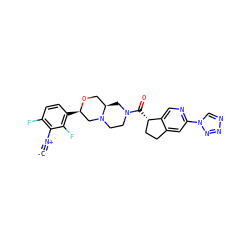 [C-]#[N+]c1c(F)ccc([C@@H]2CN3CCN(C(=O)[C@H]4CCc5cc(-n6cnnn6)ncc54)C[C@@H]3CO2)c1F ZINC000473171514