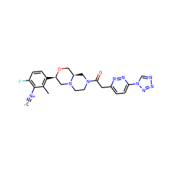 [C-]#[N+]c1c(F)ccc([C@@H]2CN3CCN(C(=O)Cc4ccc(-n5cnnn5)nn4)C[C@@H]3CO2)c1C ZINC001772637090