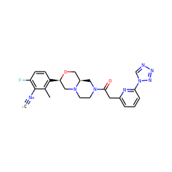 [C-]#[N+]c1c(F)ccc([C@@H]2CN3CCN(C(=O)Cc4cccc(-n5cnnn5)n4)C[C@@H]3CO2)c1C ZINC001772623942