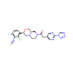 [C-]#[N+]c1c(F)ccc([C@@H]2CN3CCN(C(=O)Cc4cnc(-n5cnnn5)nc4)C[C@@H]3CO2)c1Cl ZINC001772647969