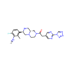 [C-]#[N+]c1c(F)ccc([C@@H]2CN3CCN(C(=O)Cc4cnc(-n5cnnn5)nc4)C[C@H]3CN2)c1C ZINC001772656037