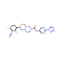 [C-]#[N+]c1c(F)ccc([C@@H]2CN3CCN(C(=O)Cc4cnc(-n5cnnn5)nc4)C[C@H]3CO2)c1Cl ZINC001772603030