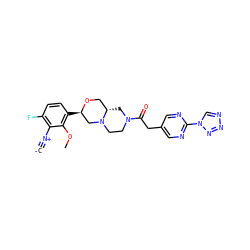 [C-]#[N+]c1c(F)ccc([C@@H]2CN3CCN(C(=O)Cc4cnc(-n5cnnn5)nc4)C[C@H]3CO2)c1OC ZINC001772639243