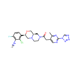 [C-]#[N+]c1c(F)ccc([C@@H]2CN3CCN(C(=O)Cc4cnc(-n5cnnn5)nc4C)C[C@@H]3CO2)c1Cl ZINC001772601503