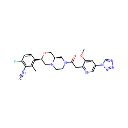 [C-]#[N+]c1c(F)ccc([C@@H]2CN3CCN(C(=O)Cc4ncc(-n5cnnn5)cc4OC)C[C@@H]3CO2)c1C ZINC001772653749