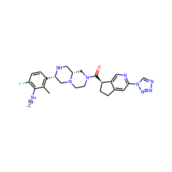 [C-]#[N+]c1c(F)ccc([C@H]2CN3CCN(C(=O)[C@@H]4CCc5cc(-n6cnnn6)ncc54)C[C@H]3CN2)c1C ZINC000473179386