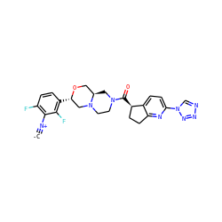[C-]#[N+]c1c(F)ccc([C@H]2CN3CCN(C(=O)[C@@H]4CCc5nc(-n6cnnn6)ccc54)C[C@@H]3CO2)c1F ZINC000473170708