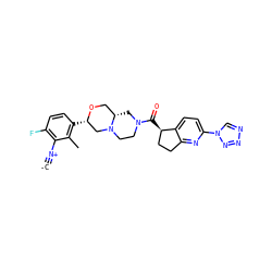 [C-]#[N+]c1c(F)ccc([C@H]2CN3CCN(C(=O)[C@@H]4CCc5nc(-n6cnnn6)ccc54)C[C@H]3CO2)c1C ZINC000473171454
