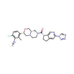 [C-]#[N+]c1c(F)ccc([C@H]2CN3CCN(C(=O)[C@H]4CCc5cc(-n6cnnn6)ncc54)C[C@H]3CO2)c1C ZINC000473171486