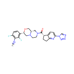 [C-]#[N+]c1c(F)ccc([C@H]2CN3CCN(C(=O)[C@H]4CCc5nc(-n6cnnn6)ccc54)C[C@H]3CO2)c1F ZINC000473170712