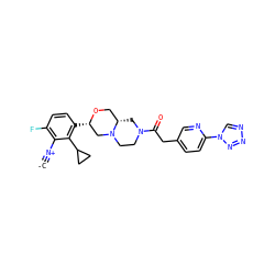 [C-]#[N+]c1c(F)ccc([C@H]2CN3CCN(C(=O)Cc4ccc(-n5cnnn5)nc4)C[C@H]3CO2)c1C1CC1 ZINC001772645607