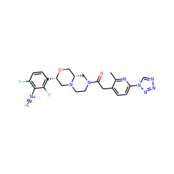 [C-]#[N+]c1c(F)ccc([C@H]2CN3CCN(C(=O)Cc4ccc(-n5cnnn5)nc4C)C[C@H]3CO2)c1F ZINC001772619569