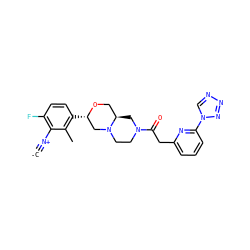 [C-]#[N+]c1c(F)ccc([C@H]2CN3CCN(C(=O)Cc4cccc(-n5cnnn5)n4)C[C@@H]3CO2)c1C ZINC001772571990