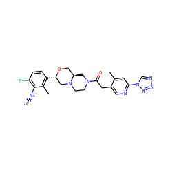 [C-]#[N+]c1c(F)ccc([C@H]2CN3CCN(C(=O)Cc4cnc(-n5cnnn5)cc4C)C[C@@H]3CO2)c1C ZINC001772621324