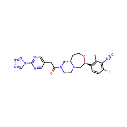 [C-]#[N+]c1c(F)ccc([C@H]2CN3CCN(C(=O)Cc4cnc(-n5cnnn5)nc4)C[C@@H]3CCO2)c1C ZINC001772574582