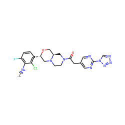[C-]#[N+]c1c(F)ccc([C@H]2CN3CCN(C(=O)Cc4cnc(-n5cnnn5)nc4)C[C@@H]3CO2)c1Cl ZINC001772577080