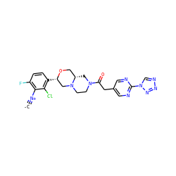 [C-]#[N+]c1c(F)ccc([C@H]2CN3CCN(C(=O)Cc4cnc(-n5cnnn5)nc4)C[C@H]3CO2)c1Cl ZINC001772654518