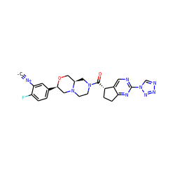 [C-]#[N+]c1cc([C@@H]2CN3CCN(C(=O)[C@H]4CCc5nc(-n6cnnn6)ncc54)C[C@@H]3CO2)ccc1F ZINC000473179576