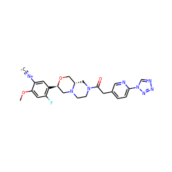 [C-]#[N+]c1cc([C@@H]2CN3CCN(C(=O)Cc4ccc(-n5cnnn5)nc4)C[C@H]3CO2)c(F)cc1OC ZINC001772613820
