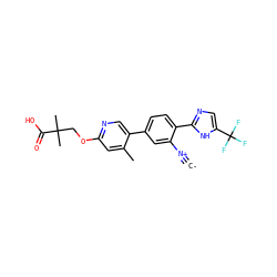 [C-]#[N+]c1cc(-c2cnc(OCC(C)(C)C(=O)O)cc2C)ccc1-c1ncc(C(F)(F)F)[nH]1 ZINC001772617174