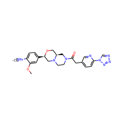 [C-]#[N+]c1ccc([C@@H]2CN3CCN(C(=O)Cc4ccc(-n5cnnn5)nc4)C[C@@H]3CO2)cc1OC ZINC001772635824