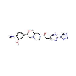 [C-]#[N+]c1ccc([C@@H]2CN3CCN(C(=O)Cc4cnc(-n5cnnn5)nc4)C[C@H]3CO2)cc1OC ZINC001772583030