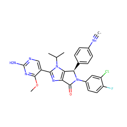 [C-]#[N+]c1ccc([C@@H]2c3c(nc(-c4cnc(N)nc4OC)n3C(C)C)C(=O)N2c2ccc(F)c(Cl)c2)cc1 ZINC000169705469