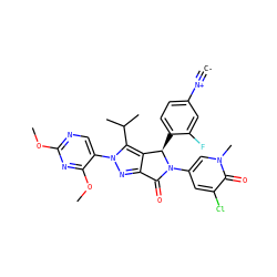 [C-]#[N+]c1ccc([C@@H]2c3c(nn(-c4cnc(OC)nc4OC)c3C(C)C)C(=O)N2c2cc(Cl)c(=O)n(C)c2)c(F)c1 ZINC000230580334