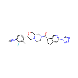 [C-]#[N+]c1ccc([C@H]2CN3CCN(C(=O)[C@H]4CCc5cc(-n6cnnn6)ncc54)C[C@H]3CO2)c(C)c1F ZINC000473179354