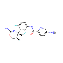 [C-]#[N+]c1ccc(C(=O)Nc2ccc(F)c([C@@]3(CF)N=C(N)OC[C@@H]3F)c2)nc1 ZINC000169702987