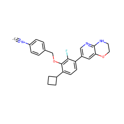 [C-]#[N+]c1ccc(COc2c(C3CCC3)ccc(-c3cnc4c(c3)OCCN4)c2F)cc1 ZINC000473197843