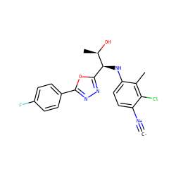 [C-]#[N+]c1ccc(N[C@@H](c2nnc(-c3ccc(F)cc3)o2)[C@@H](C)O)c(C)c1Cl ZINC000146545833